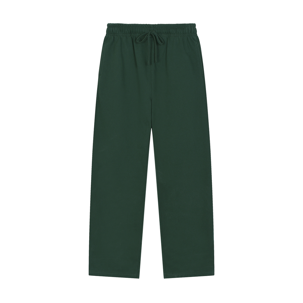 Straight-Leg Sweatpants | Blackish Green Cotton-Poly Joggers