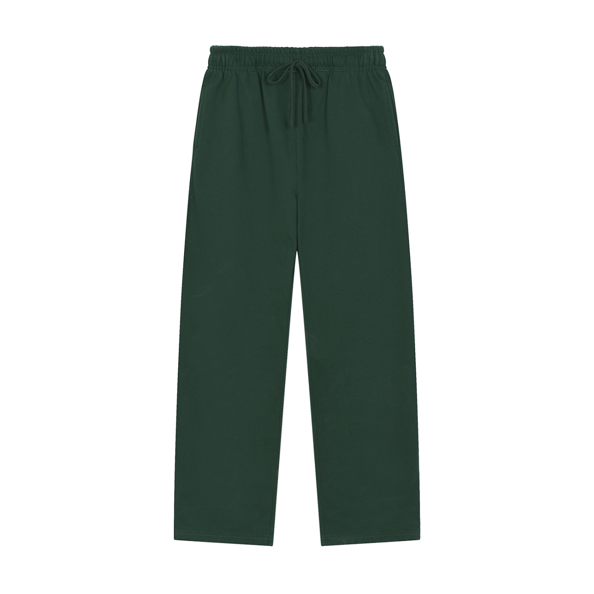Straight-Leg Sweatpants | Blackish Green Cotton-Poly Joggers